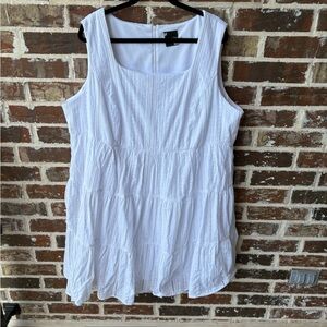Maison Tara White Eyelet Lace Sleeveless Square Neck Tiered Dress Size 22W